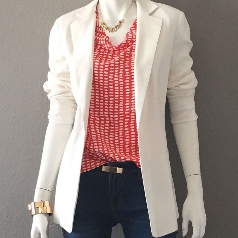CAbi Everly white linen blazer EUC